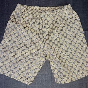 MEN'S GUCCI GG MONOGRAM LOGO BROWN SHORT SIZE XL WAIST 36